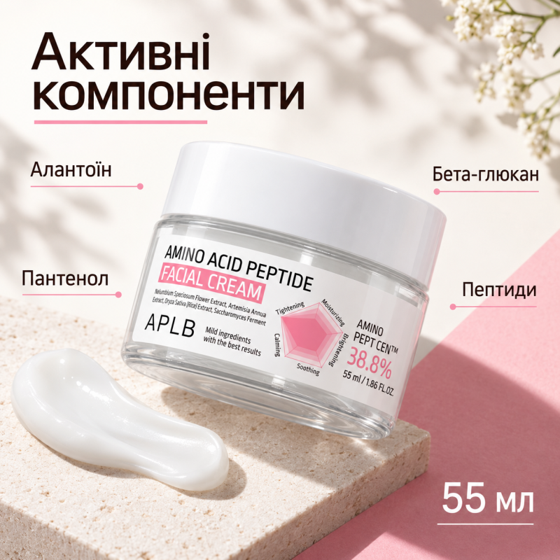 Крем для укрепления защитного барьера кожи с аминокислотами и пептидами APLB Amino Acid Peptide Facial Cream, 55 мл