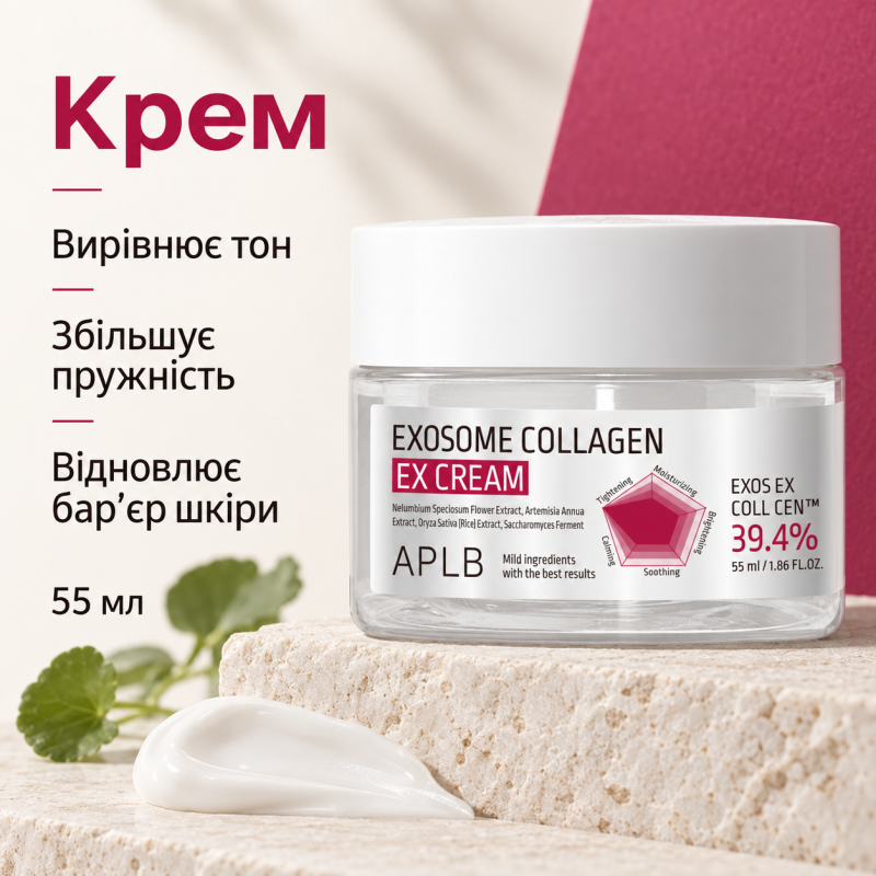 Крем для укрепления кожи с экзосомами и коллагеном APLB Exosome Collagen EX Cream, 55 мл