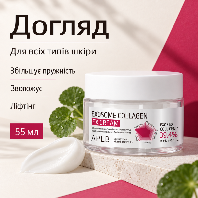 Крем для укрепления кожи с экзосомами и коллагеном APLB Exosome Collagen EX Cream, 55 мл
