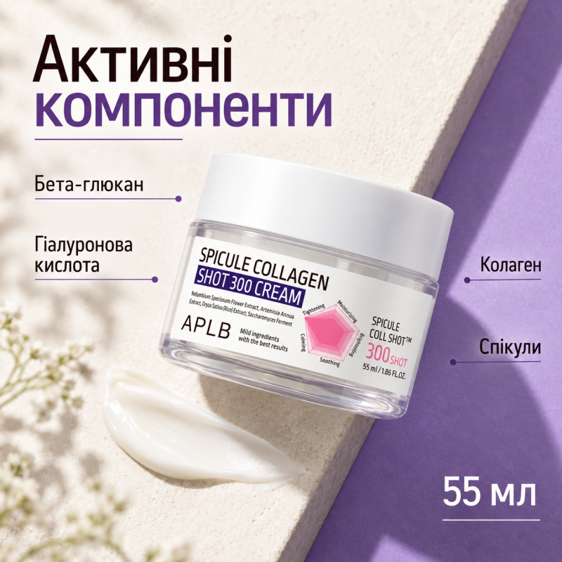 Крем для укрепления кожи со спикулами и коллагеном APLB Spicule Collagen Shot 300 Cream, 55 мл