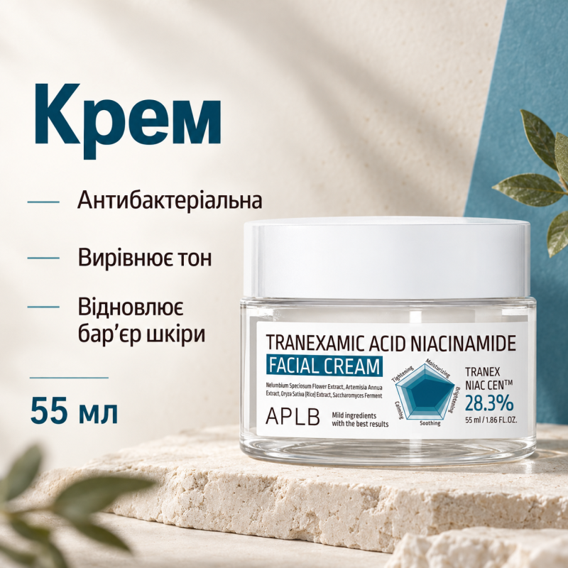 Крем для лица против пигментации с транексамовой кислотой и ниацинамидом APLB Tranexamic Acid Niacinamide Facial Cream, 55 мл