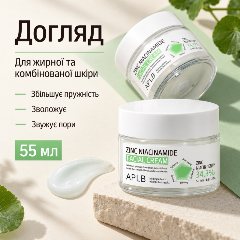 Крем для проблемной кожи лица с цинком и ниацинамидом APLB Zinc Niacinamide Facial Cream, 55 мл