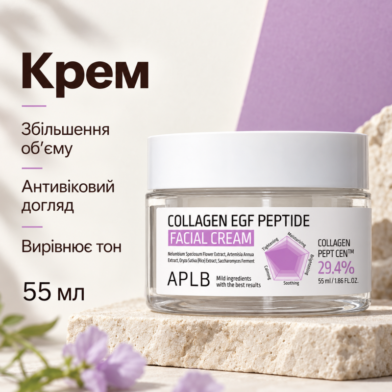 Крем для упругости и восстановления кожи с коллагеном, EGF и пептидами APLB Collagen EGF Peptide Facial Cream, 55 мл