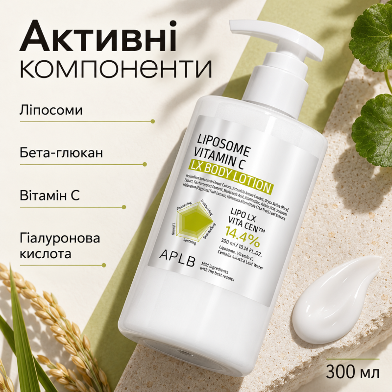 Лосьйон для тіла з ліпосомальним вітаміном C APLB Liposome Vitamin C LX Body Lotion, 300 мл