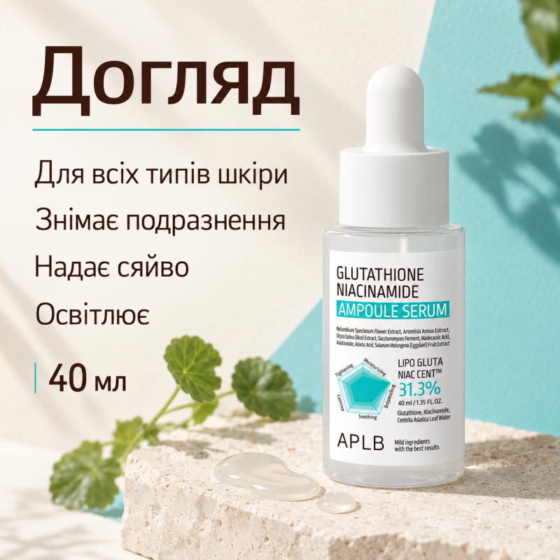 Сыворотка для выравнивания тона кожи с глутатионом и ниацинамидом APLB Glutathione Niacinamide Ampoule Serum, 40 мл