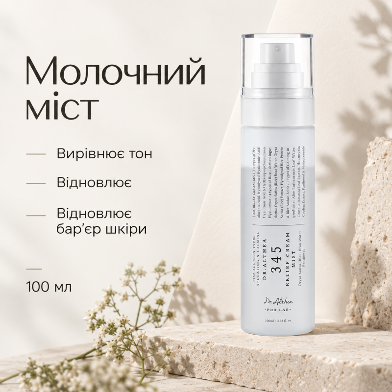 Молочний міст відновлення та заспокоєння шкіри Dr.Althea 345 Relief Cream Mist, 100 мл