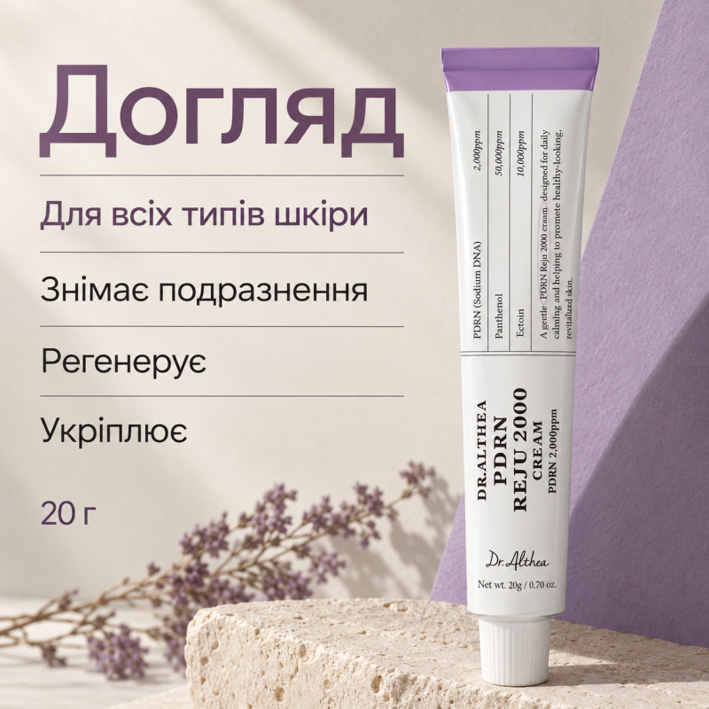 Відновлювальний крем з PDRN для підтримки пружності, зволоження та відновлення захисного бар’єра шкіри Dr.Althea PDRN Reju 2000 Cream, 20 г