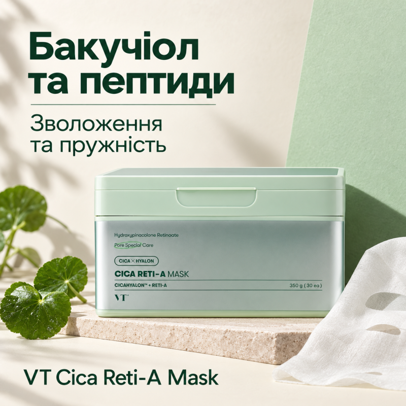 Набір заспокійливих масок з ретинолом і центелою VT Cica Reti-A Mask, 30 шт