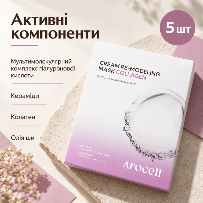Альгінатна маска з колагеном для пружності шкіри Arocell Cream Remodeling Mask Collagen, 5 шт