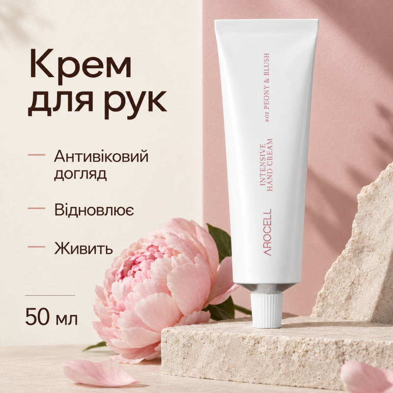 Антивіковий крем для рук з глибоким зволоженням 01 Arocell Intensive Hand Cream 01 Peony&Blush, 50 мл