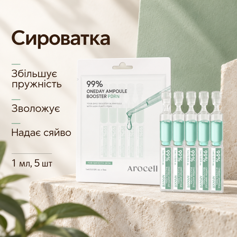 Бустер-сироватка з полінуклеотидами Arocell 99% Oneday Booster Ampoule PDRN, 1 мл * 5 шт