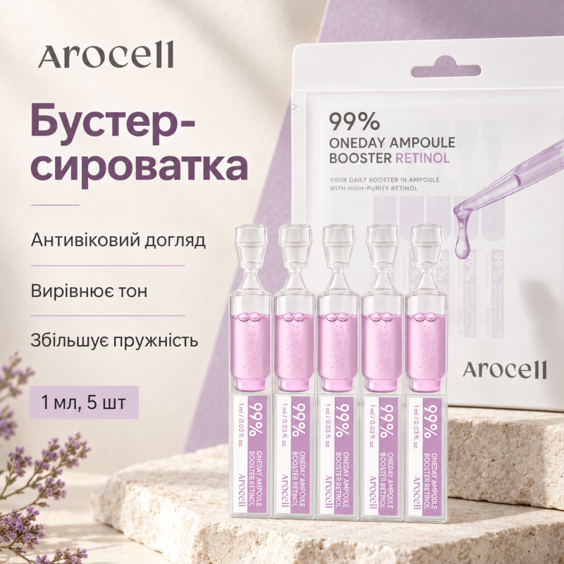 Бустер-сироватка з ретинолом Arocell 99% Oneday Booster Ampoule Retinol, 1 мл * 5 шт