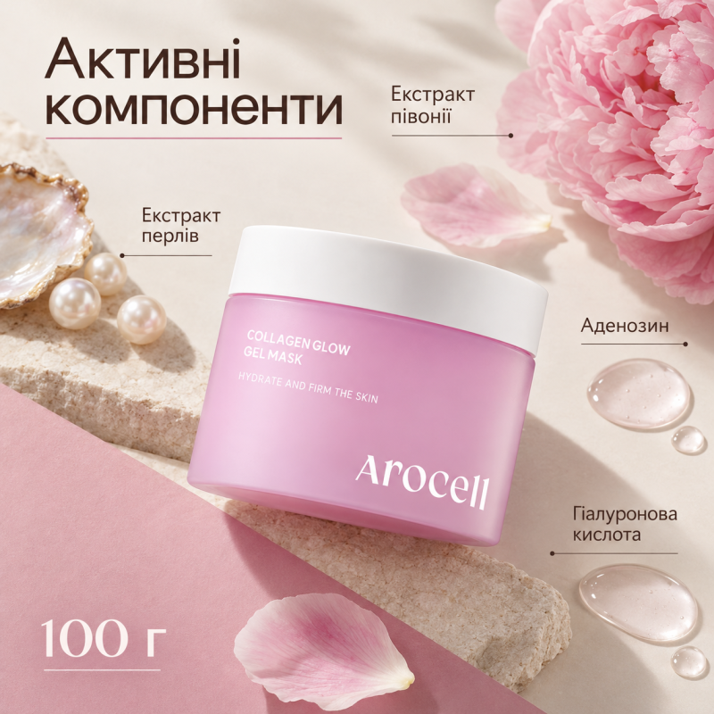 Колагенова гель-маска для сяйва шкіри Arocell Collagen Glow Gel Mask, 100 г