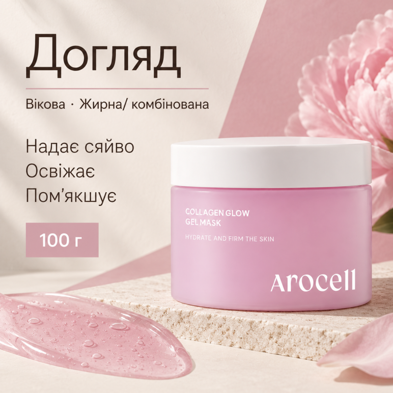 Колагенова гель-маска для сяйва шкіри Arocell Collagen Glow Gel Mask, 100 г