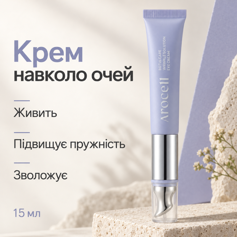 Крем для шкіри навколо очей з ботулінічним поліпептидом та гальванічним підсилювачем-аплікатором Arocell Wrinkle Solution Eye Cream, 15 мл