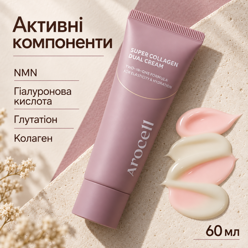 Подвійний крем з колагеном та полінуклеотидами Arocell Super Collagen Dual Cream, 60 мл