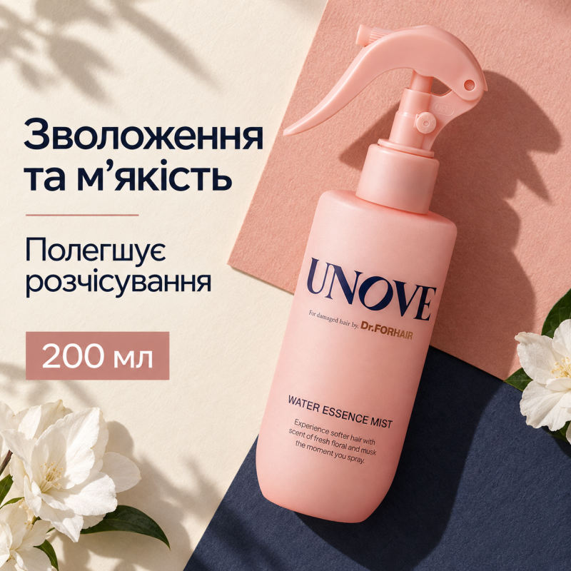 Незмивний міст-есенція для пошкодженого волосся UNOVE Water Essence Mist, 200 мл