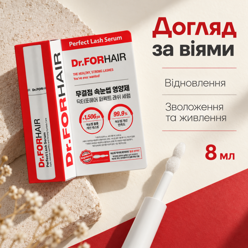 Сироватка для зміцнення та росту вій Dr.FORHAIR Perfect Lash Serum, 8мл