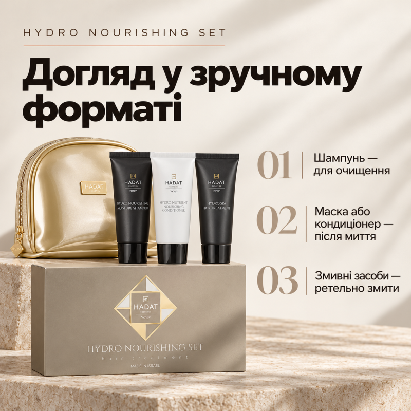 Зволожувальний набір для волосся Hadat Hydro Nourishing Moisture Set 3×70 мл
