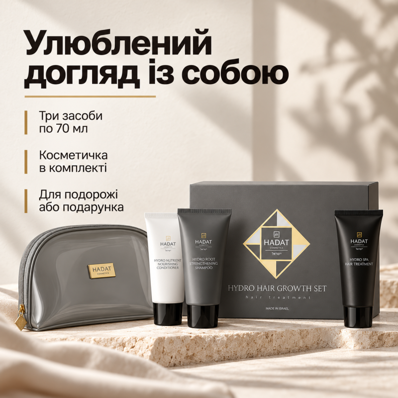 Набір косметики для догляду за волоссям Hadat Hydro Hair Growth Set 3×70 мл