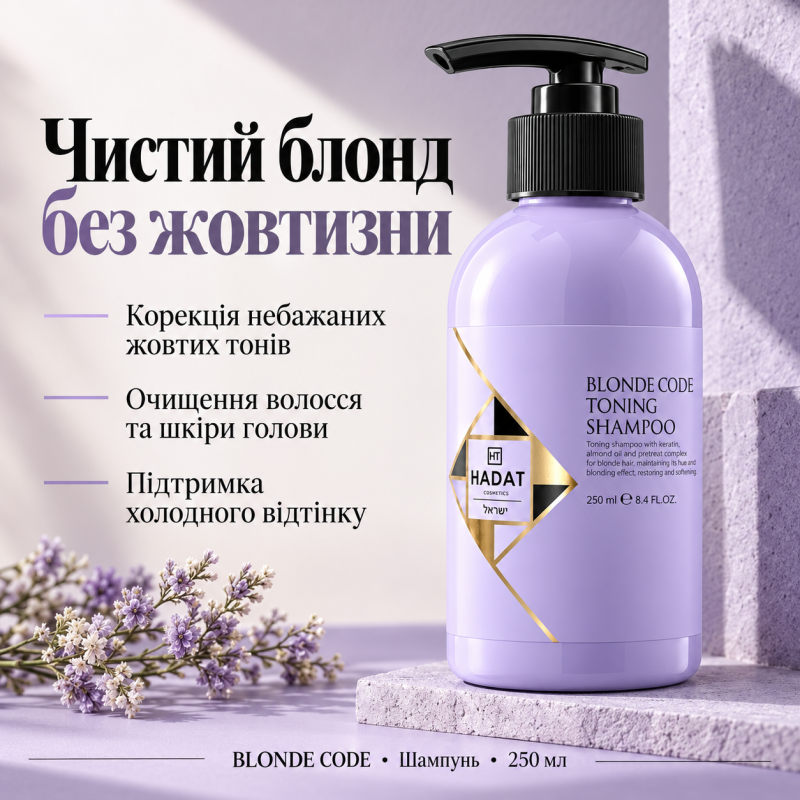 Тонирующий шампунь для волос Hadat Blonde Code Toning Shampoo 250 мл