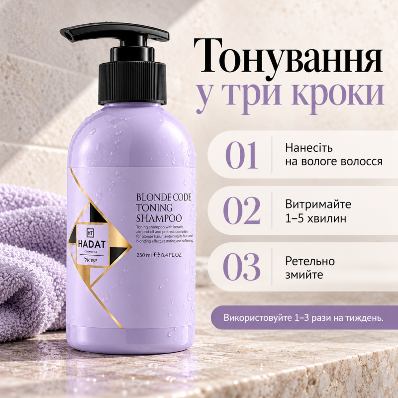 Тонирующий шампунь для волос Hadat Blonde Code Toning Shampoo 250 мл