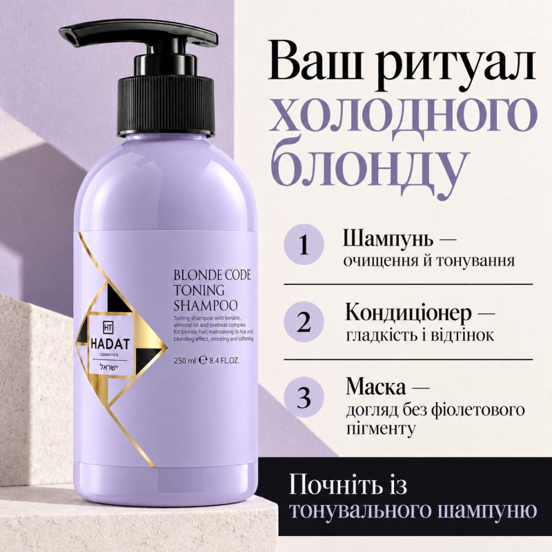Тонирующий шампунь для волос Hadat Blonde Code Toning Shampoo 250 мл