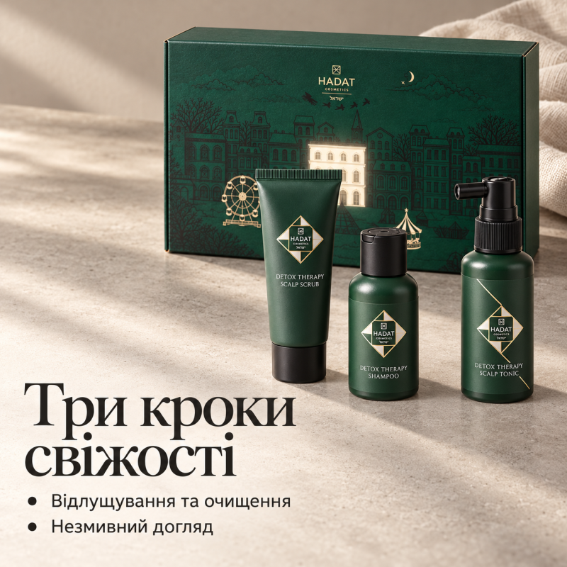 Набір для догляду за шкірою голови Hadat Cosmetics Detox Therapy Ritual Set (скраб 50 г + шампунь 50 мл + тонік 60 мл)
