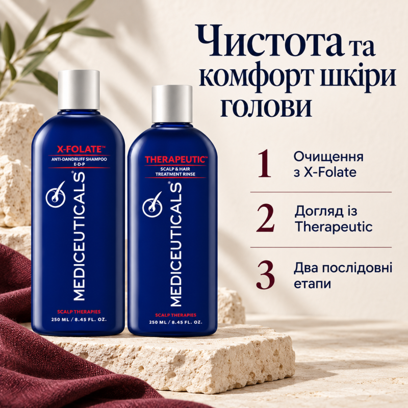 Набір Mediceuticals для шкіри голови: шампунь X-Folate 250 мл та кондиціонер Therapeutic 250 мл