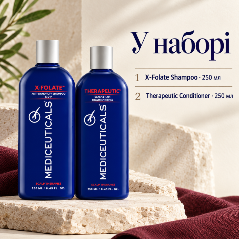 Набір Mediceuticals для шкіри голови: шампунь X-Folate 250 мл та кондиціонер Therapeutic 250 мл
