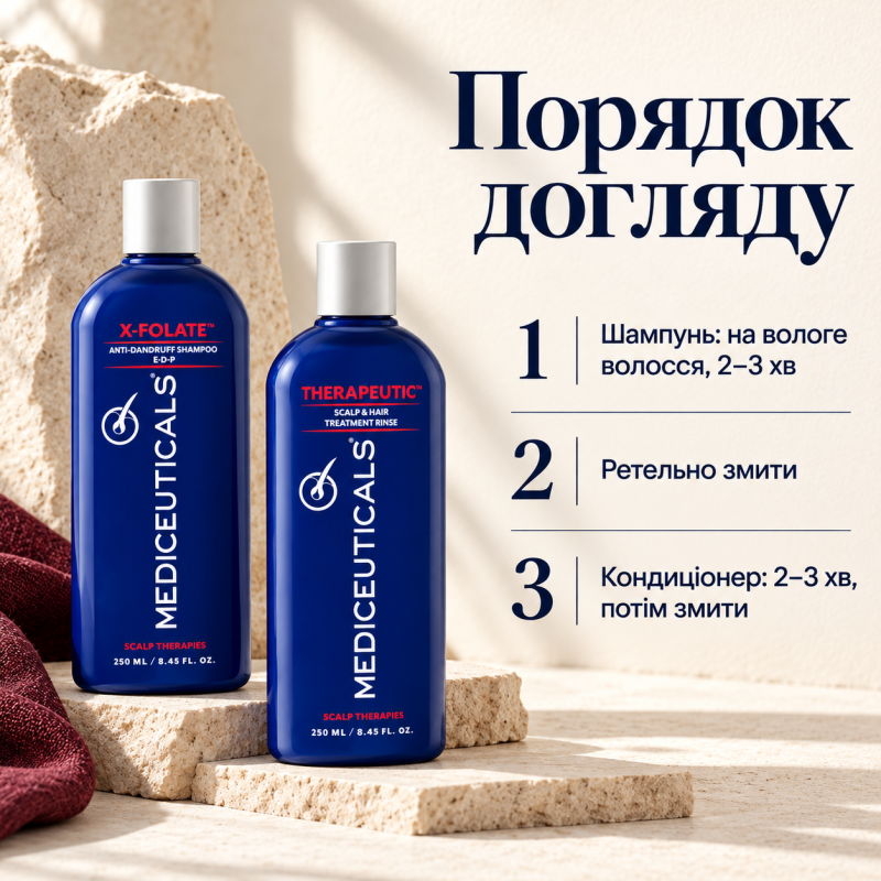Набір Mediceuticals для шкіри голови: шампунь X-Folate 250 мл та кондиціонер Therapeutic 250 мл