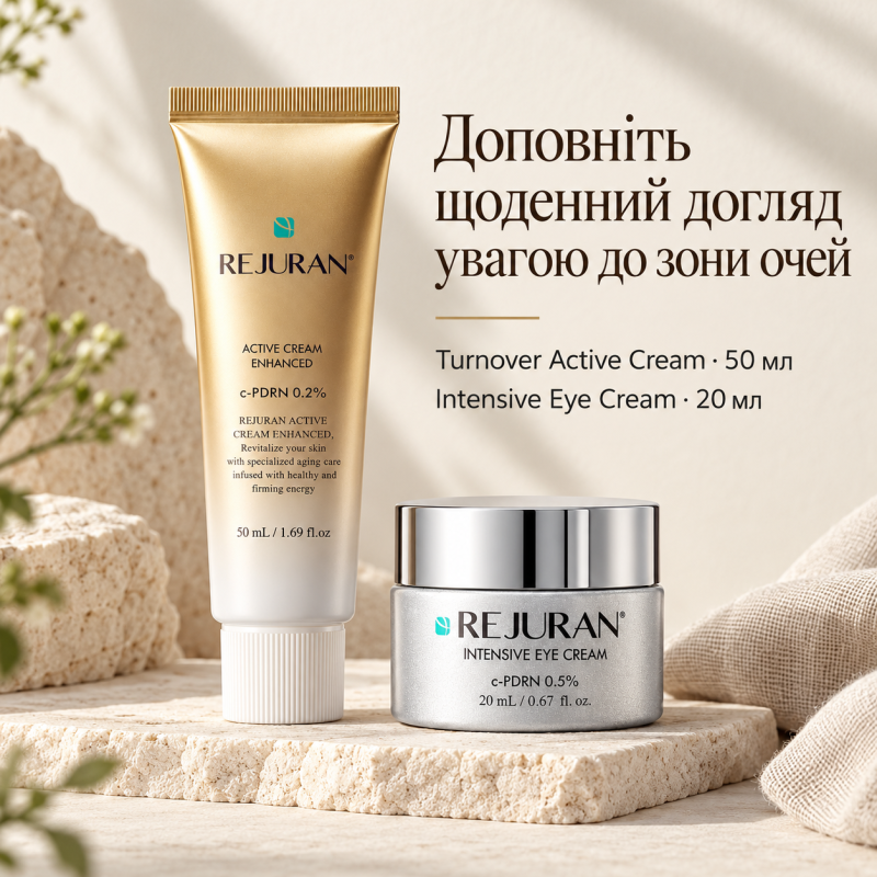 Набір Rejuran: Відновлюючий активний крем Rejuran Healer Turnover Active Cream 50 мл та Крем для шкіри навколо очей Rejuran Intensive Eye Cream 20 мл