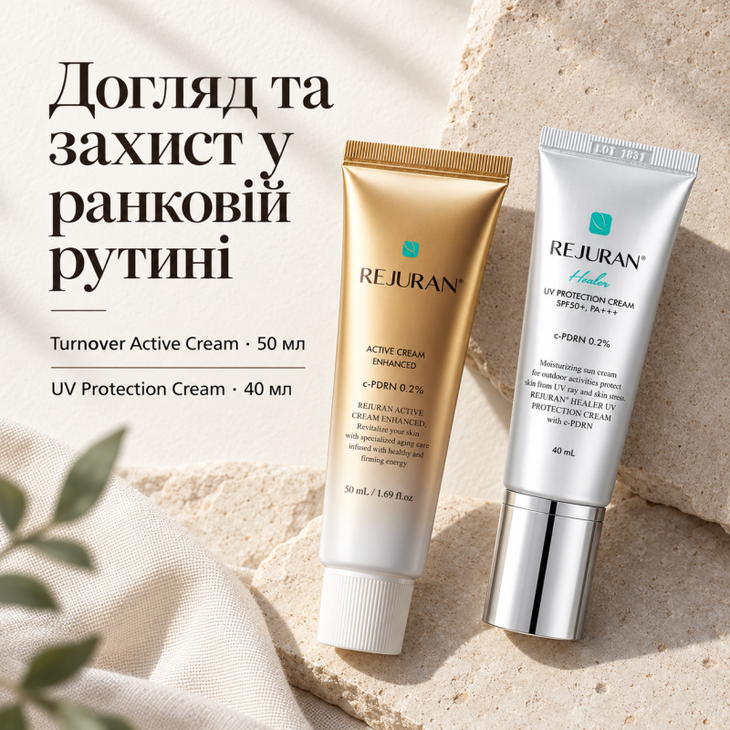 Набір Rejuran Healer: Відновлюючий активний крем Turnover Active Cream 50 мл та Сонцезахисний крем UV Protection Cream 40 мл