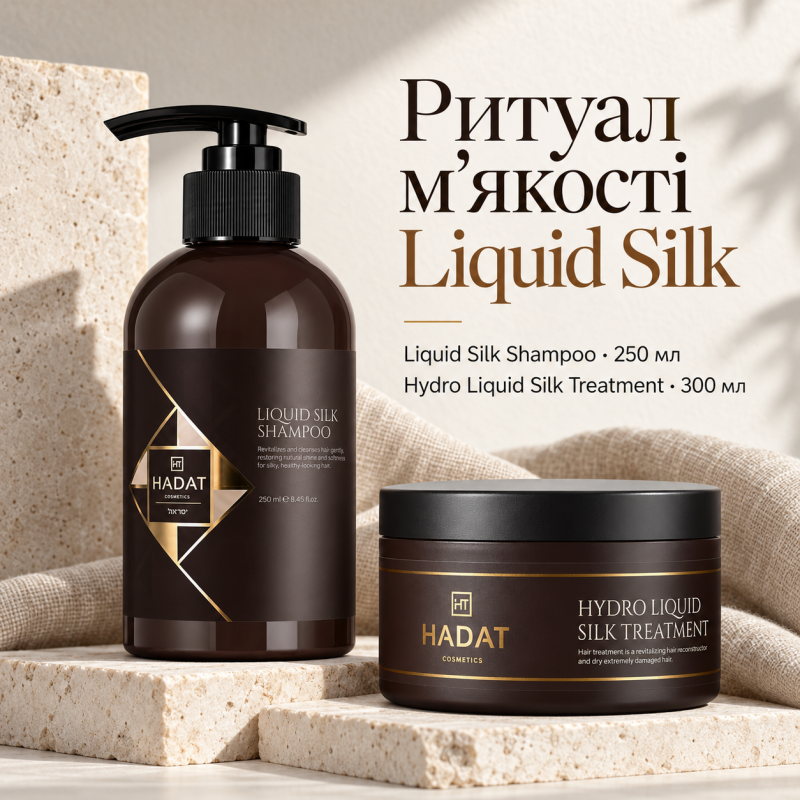 Набір для догляду за волоссям Hadat Cosmetics Рідкий шовк: шампунь Hadat Liquid Silk Shampoo 250 мл та маска Hadat Hydro Liquid Silk Treatment 300 мл