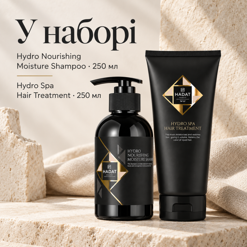Набір Hadat Cosmetics Hydro Nourishing Moisture Shampoo 250 мл та Hydro Spa Hair Treatment 250 мл