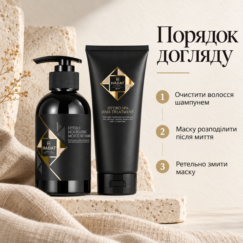 Набір Hadat Cosmetics Hydro Nourishing Moisture Shampoo 250 мл та Hydro Spa Hair Treatment 250 мл