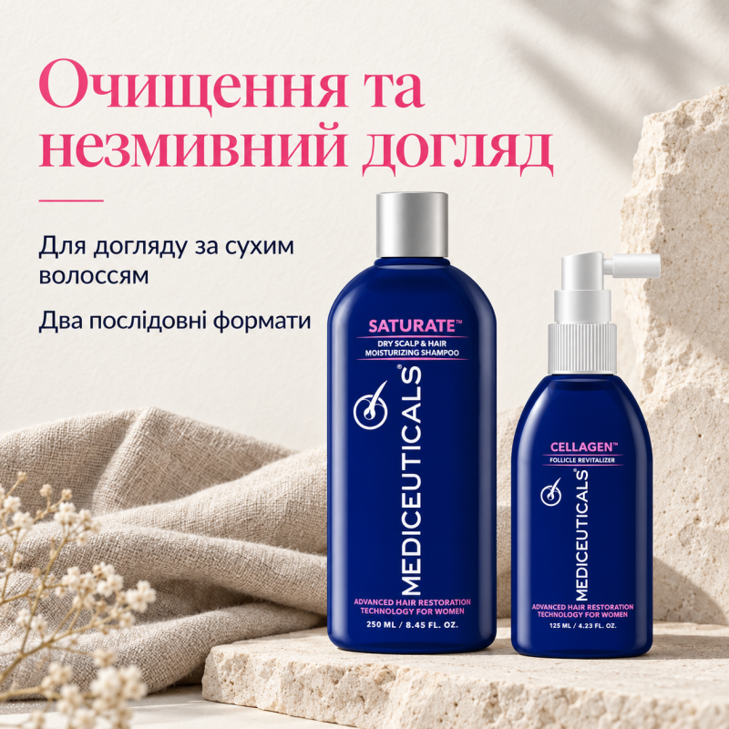 Набір Mediceuticals для жінок: шампунь Saturate 250 мл та сироватка Cellagen 125 мл