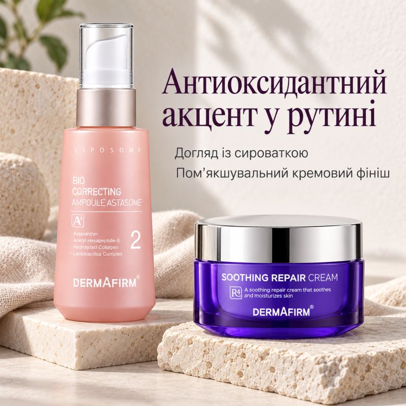 Набір DERMAFIRM Bio Correcting Ampoule Astasome A4 50 мл та Soothing Repair Cream 50 мл