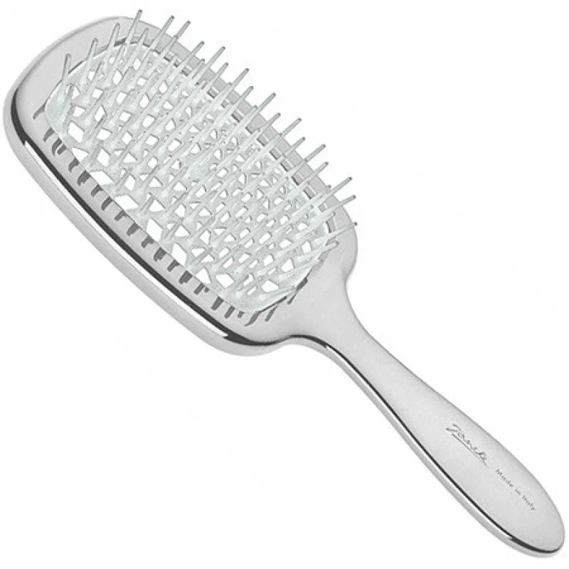 Janeke Superbrush Silver&White Расческа для волос серебристая с белым