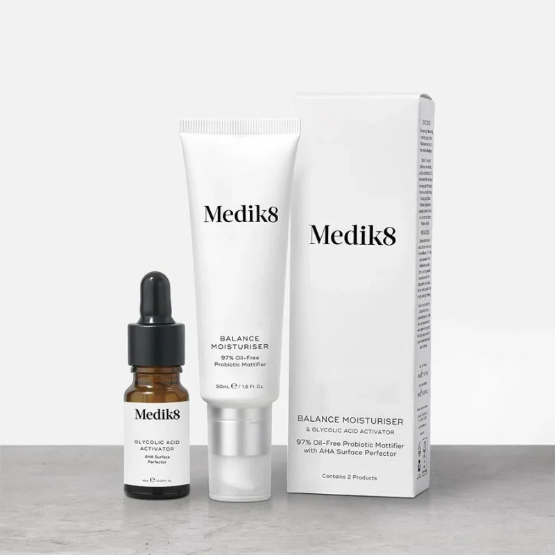 Medik8 Безолійний зволожувальний крем та сироватка з АНА Balance Moisturiser & Glycolic Acid Activator