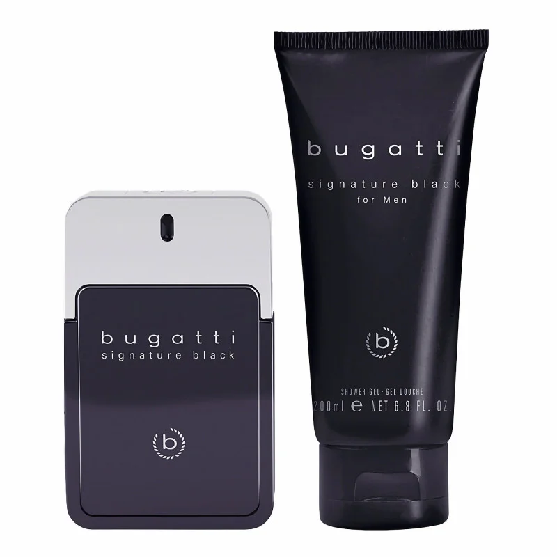 Bugatti Парфюмерный набор (Туалетная вода мужская Signature Black 100 мл + мужской гель для душа 200 мл)