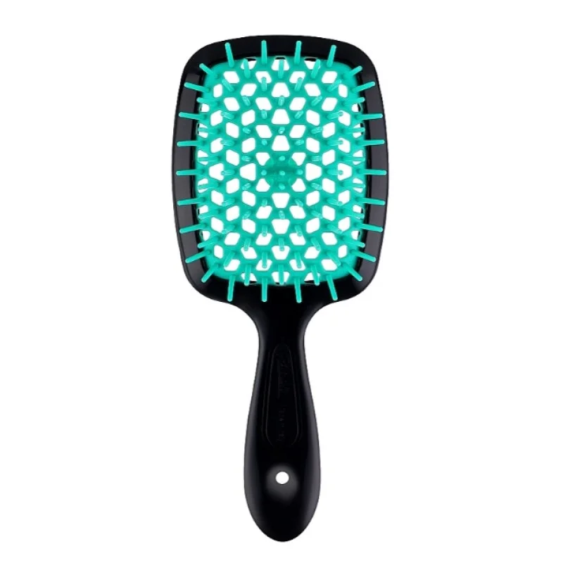 Janeke Superbrush small Щітка для волосся чорна з бірюзовим