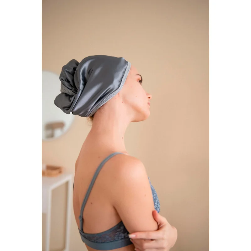 Рушник-тюрбан для сушіння волосся LUM сірий