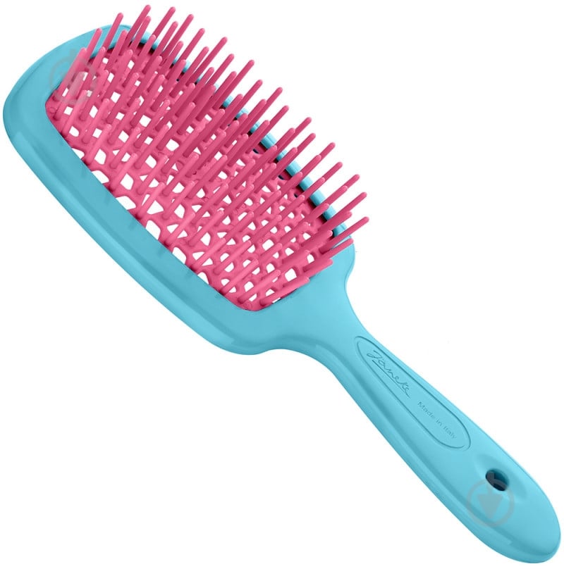Щітка для волосся Janeke Superbrush Small, бірюзова з рожевим